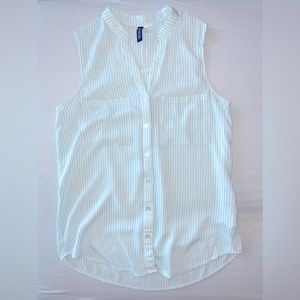 Baby blue and white striped H&M sleeveless button up